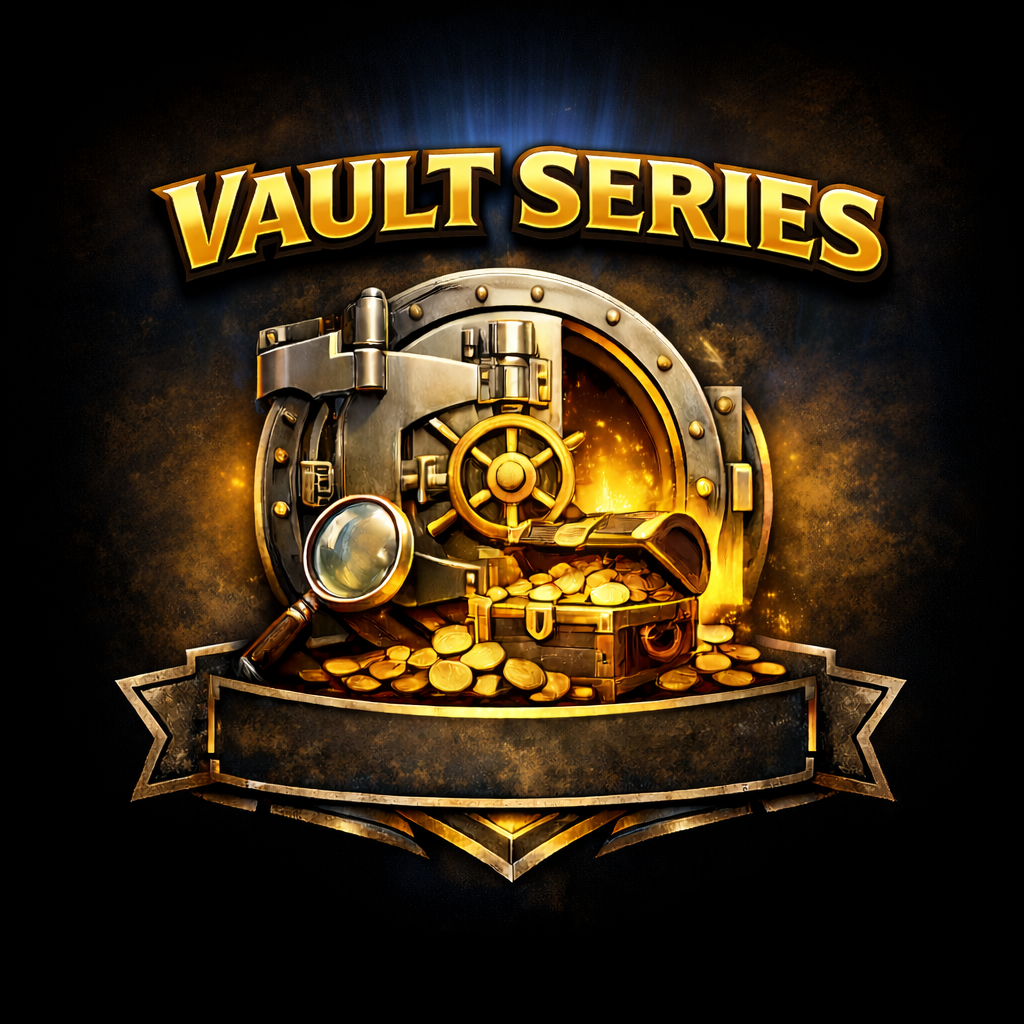 Vault Series mystery pack — bank vault scene with gold coins